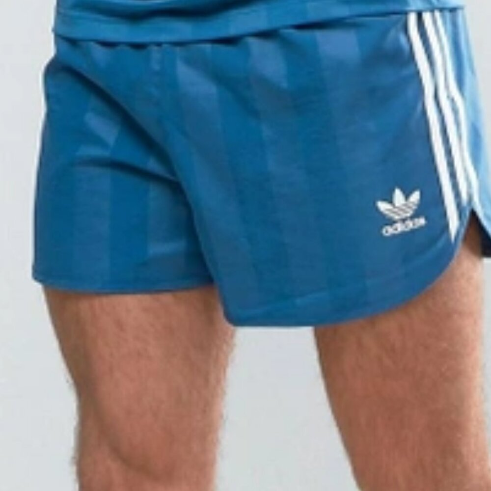 NWT XL adidas Originals Core Blue Retro Football Shorts | Vintage-Inspired, Rare